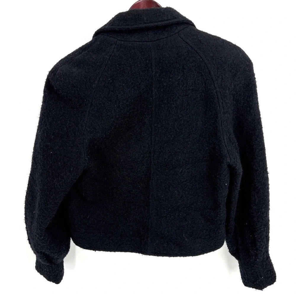 Vintage 1980s Black Christian Dior Women's Cropped Boiled‎ Wool Blazer Size 12 - Picture 11 of 11